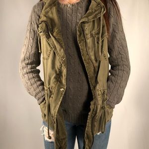 Talula army green military vest with hood